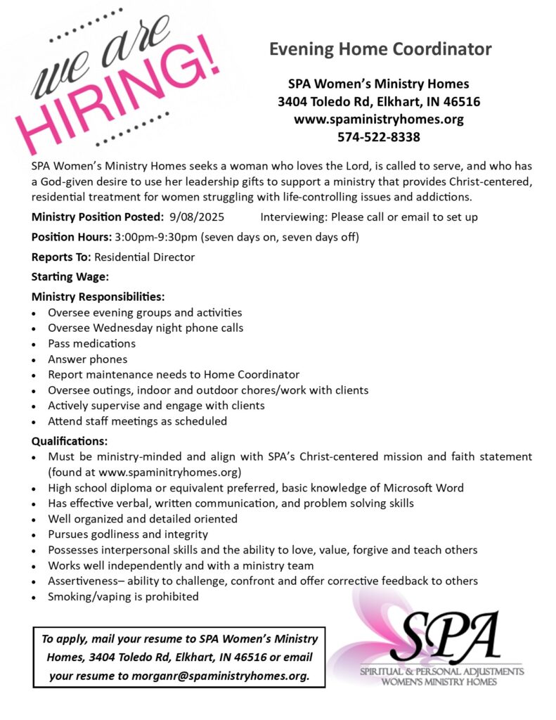 evening home coordinator job opening updated